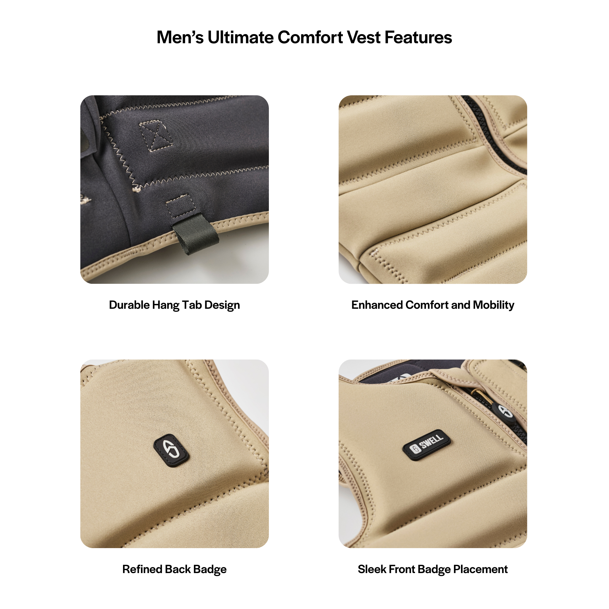 SWELL Wakesurf Vest - Men's Dune - Ultimate Comfort Neoprene Jacket