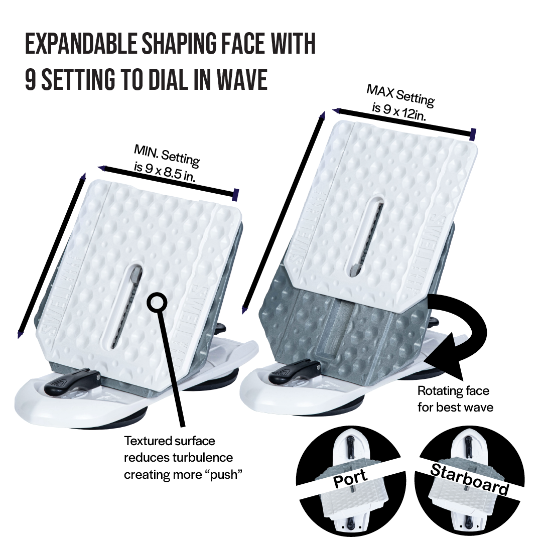 SWELL Wakesurf Creator H3X Plus - Patented Extending Rotating Face and Texture