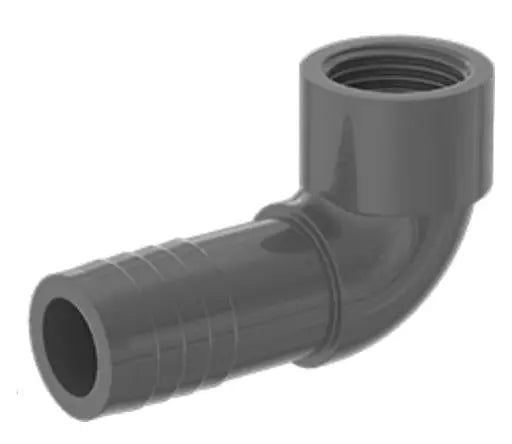 Plastic Barbed Hose Elbow - Female - 3/4" NPT Thread to 1" hose barb