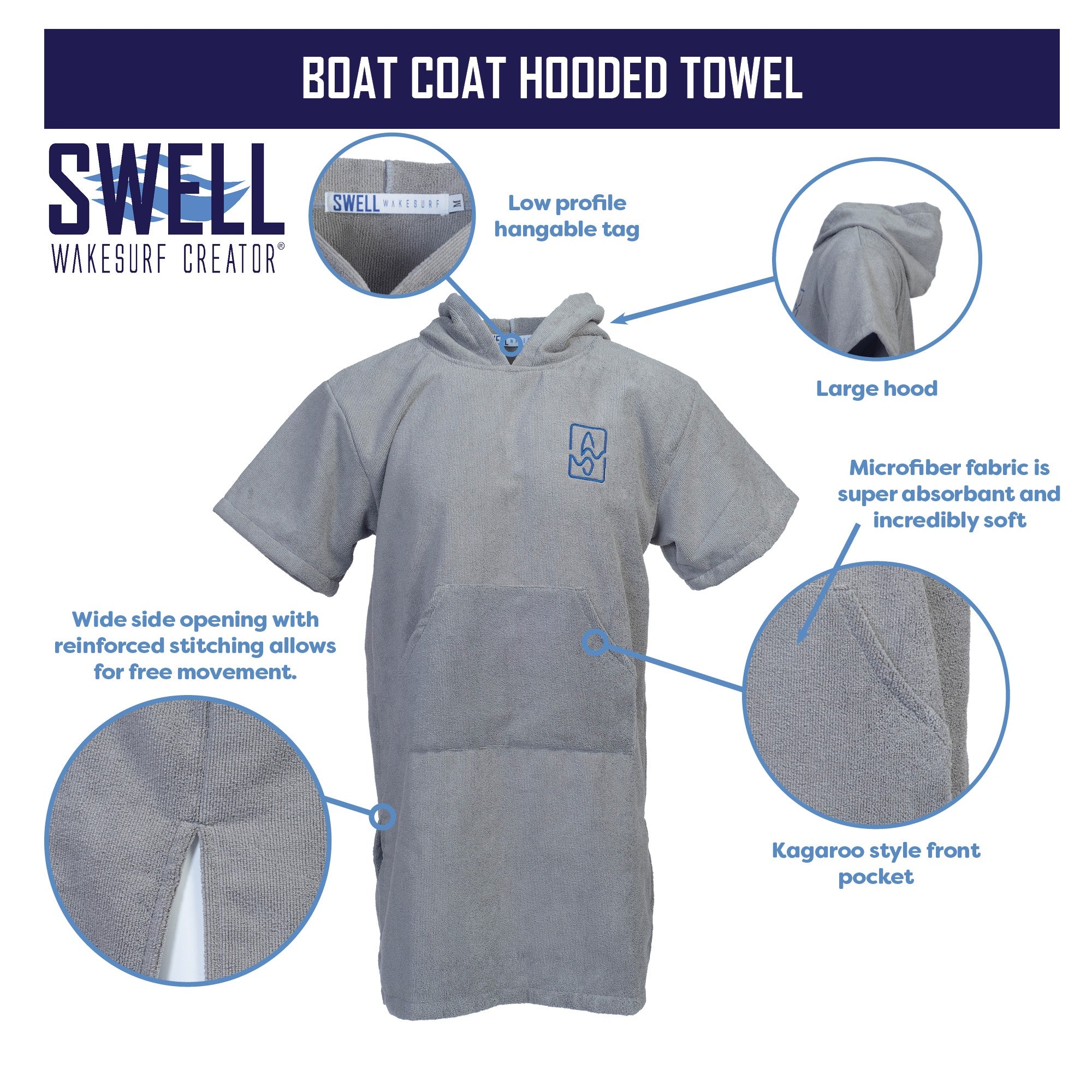 SWELL Wakesurf - Boat Coat Hooded Microfiber Towel SWELL Wakesurf