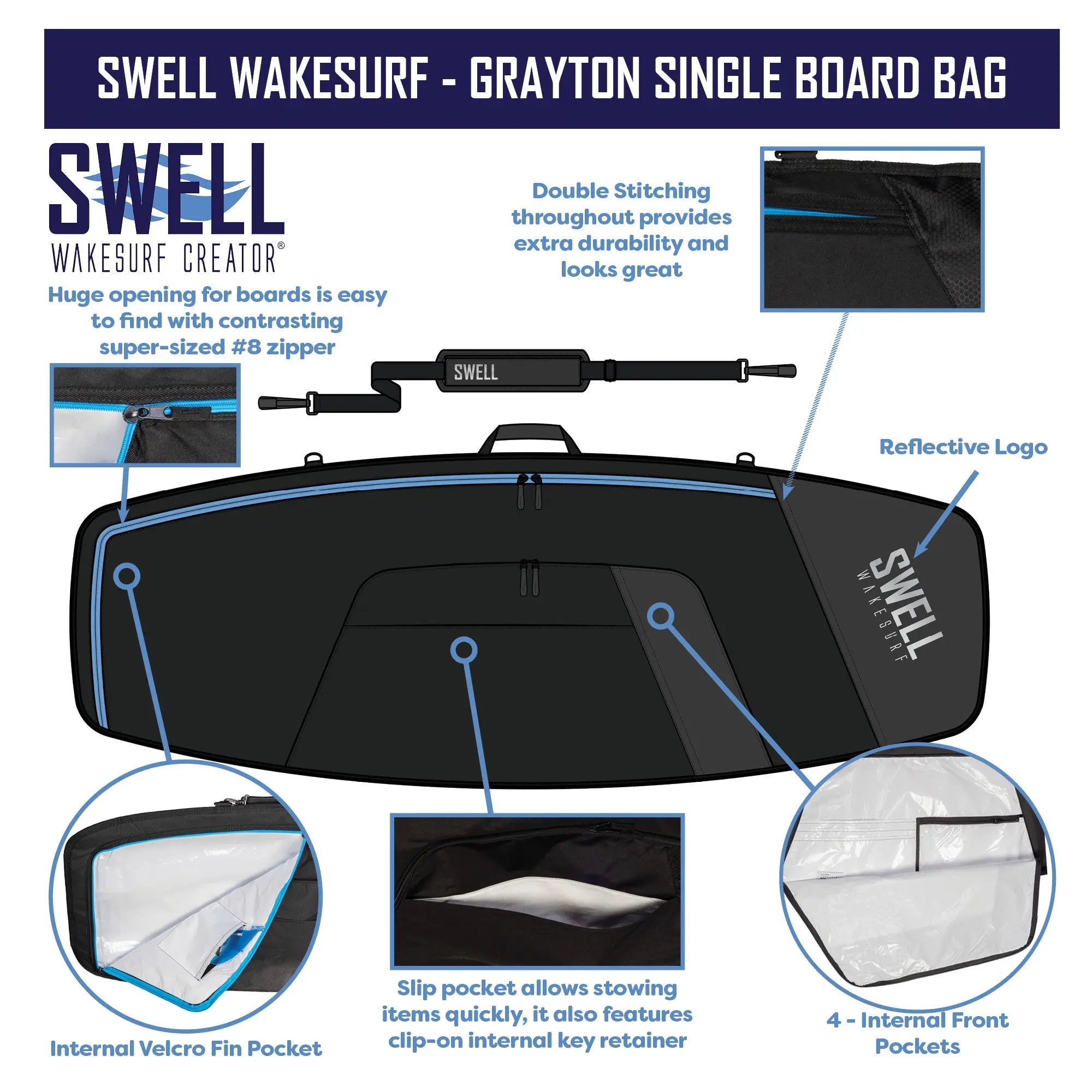 SWELL Wakesurf - Grayton Single Wakesurf Board Bag SWELL Wakesurf