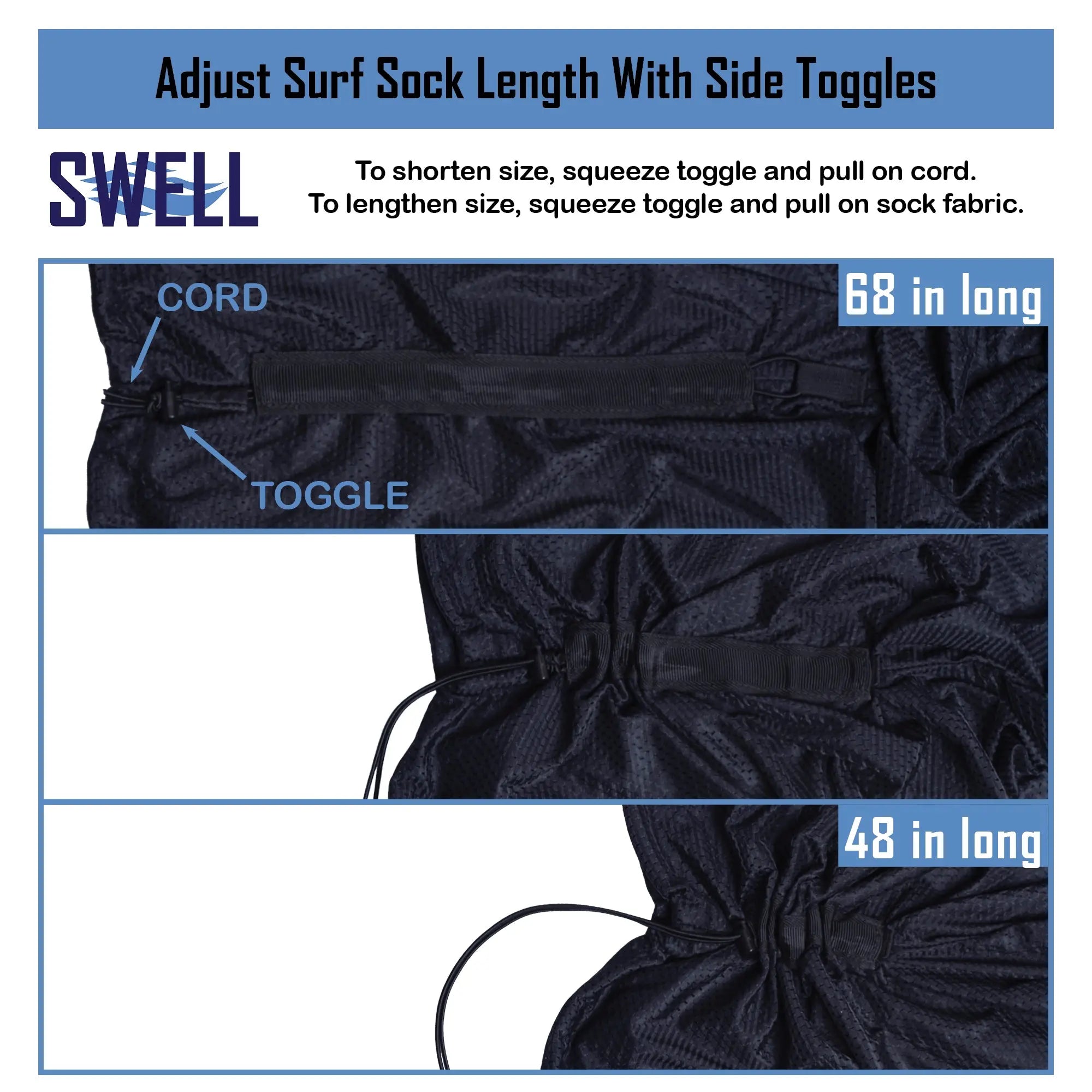 SWELL Wakesurf Board Surf Sock - Padded Nose With Nose Pocket SWELL Wakesurf