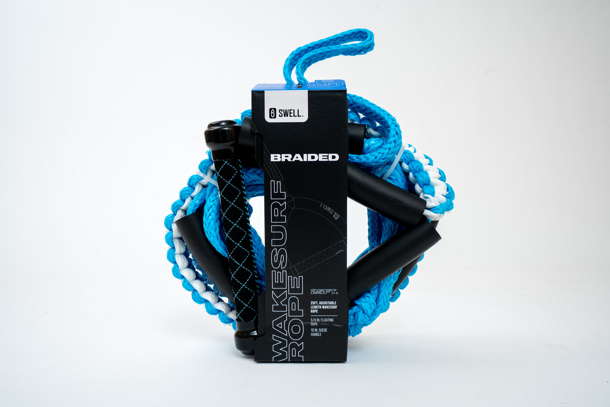 SWELL Wakesurf Premium Braided Wakesurf Rope - 25 ft Adjustable Length ...