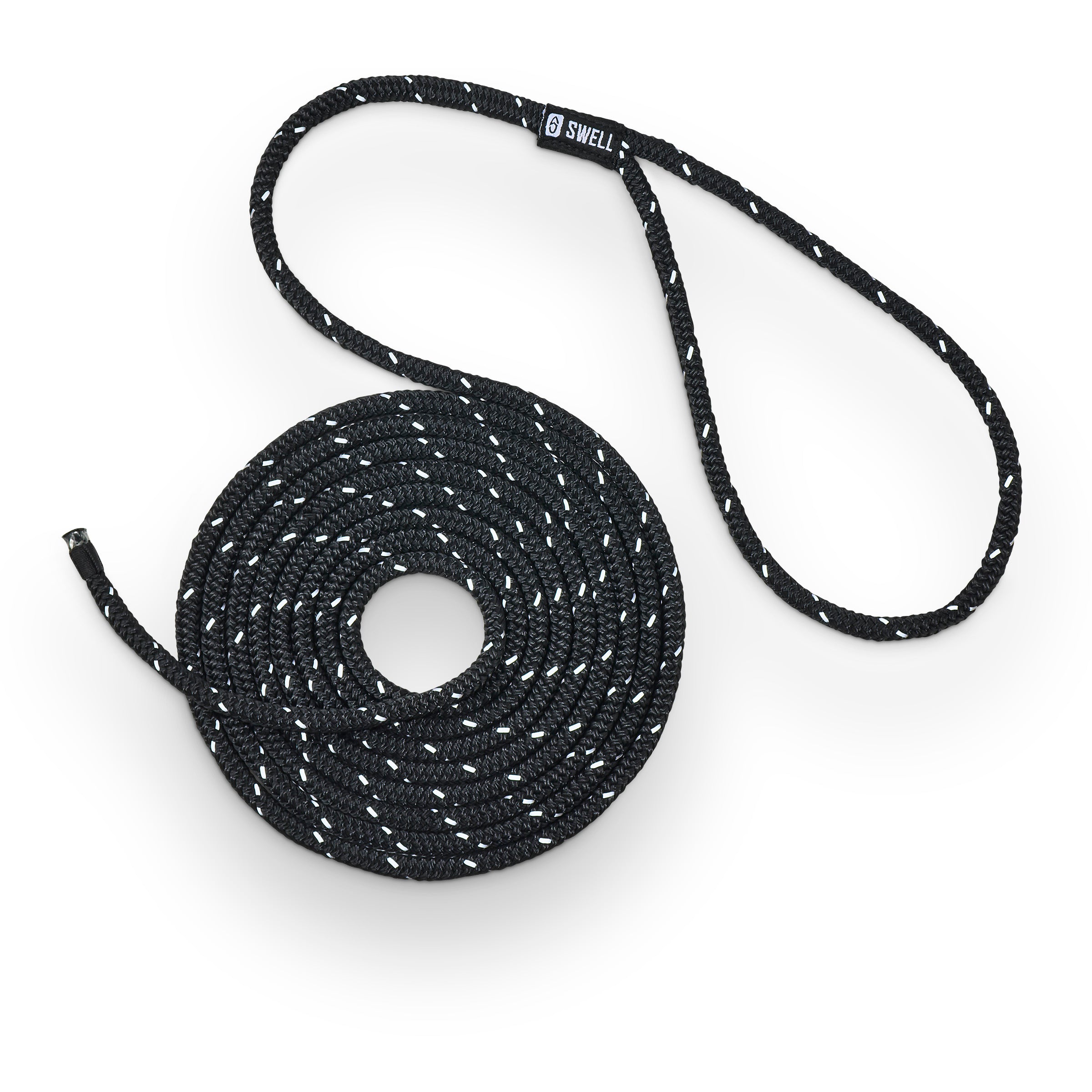 Spool of Black 15ft dock lines made from UV-resistant nylon with reflective weave – SWELL Wakesurf