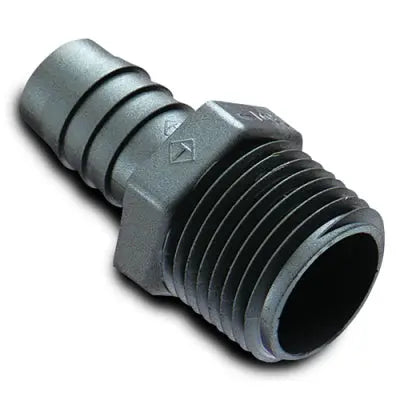 KempCo 10-Pack 1/4" NPT X 3/16" Hose Barb Straight Adapter Fittings – Black Nylon