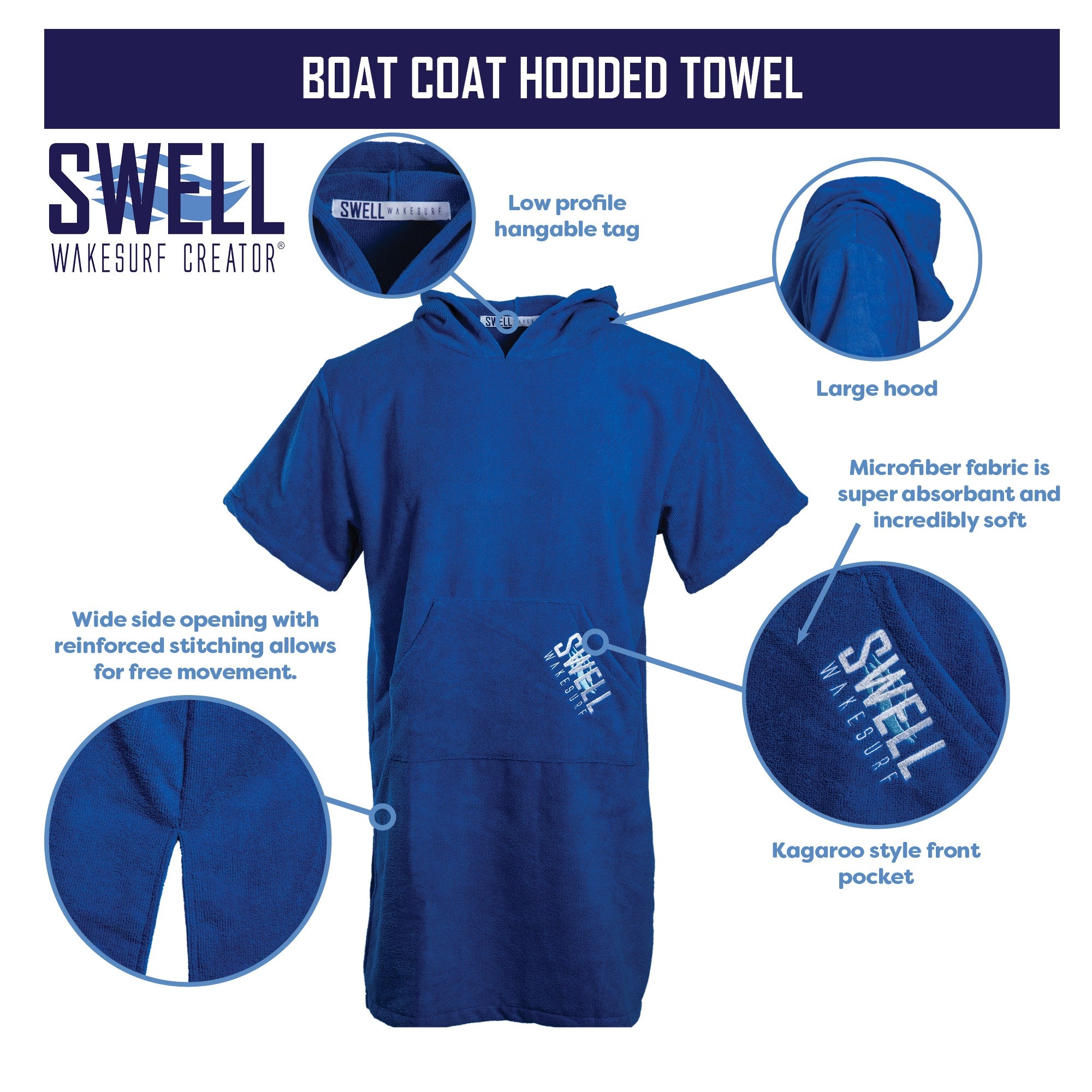 SWELL Wakesurf - Boat Coat Hooded Microfiber Towel SWELL Wakesurf
