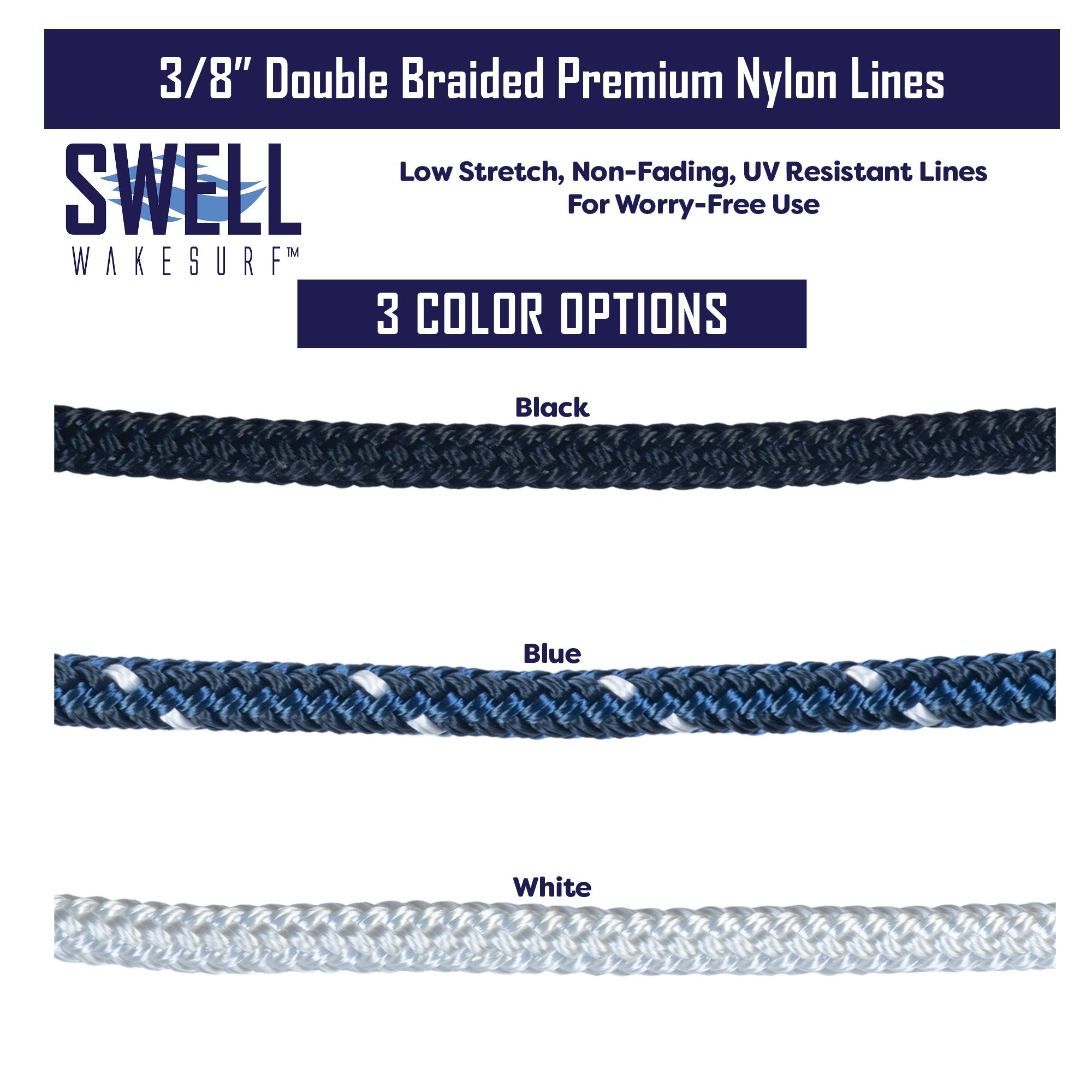 SWELL Wakesurf - Double Braided Fender Line 6 ft. 3/8 in. - 2-Pack SWELL Wakesurf