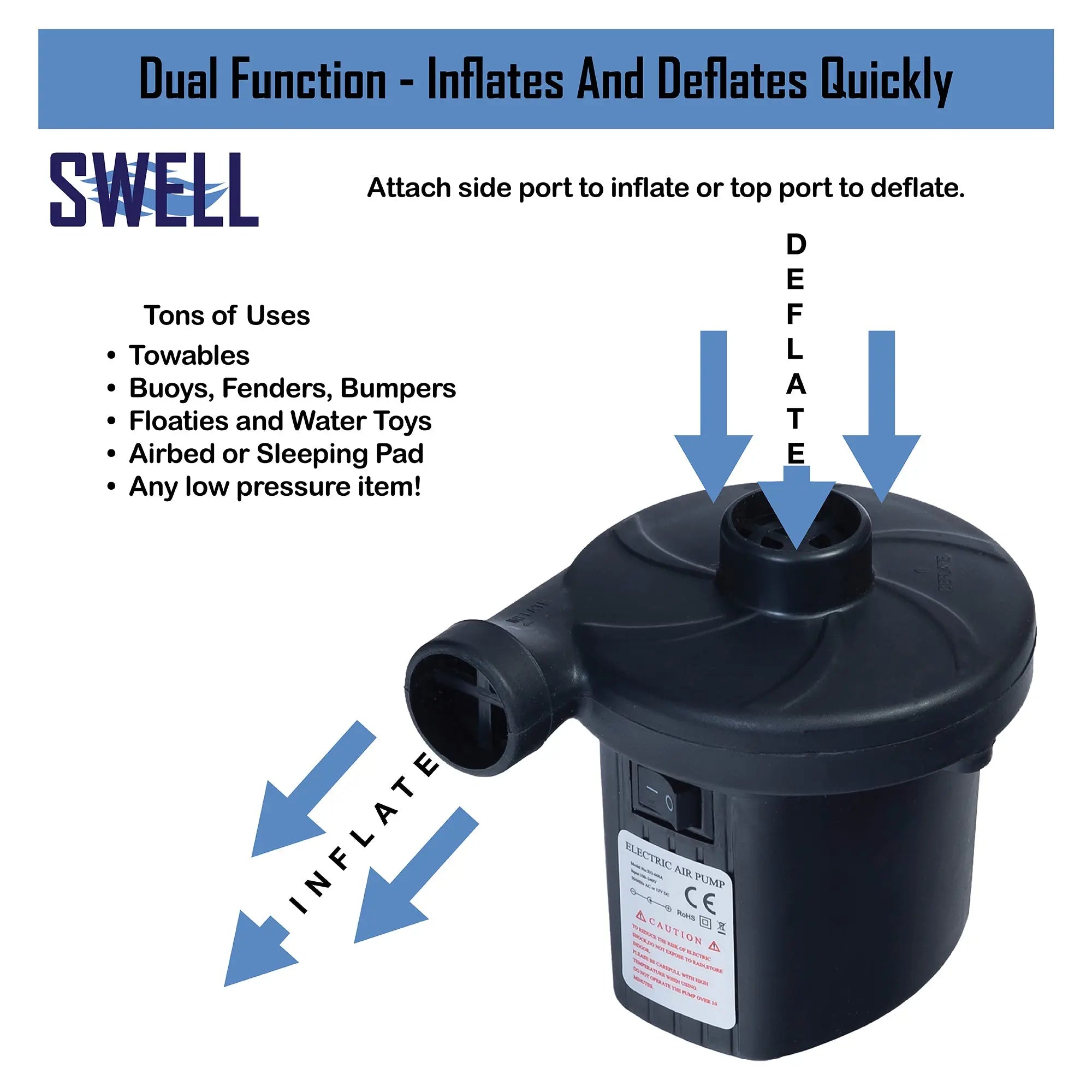 SWELL Wakesurf - Electric Air Pump - 2-Way AC/DC SWELL Wakesurf