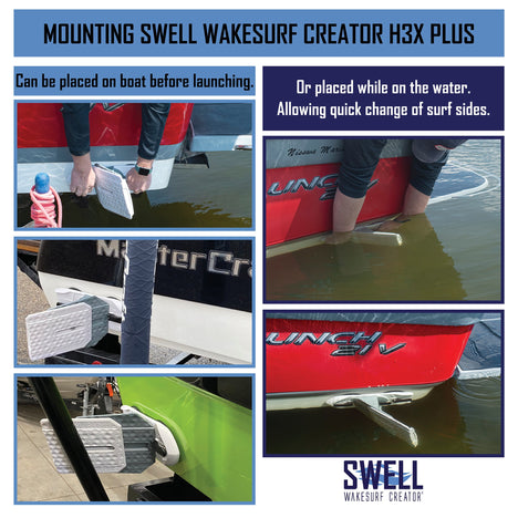 SWELL Wakesurf Creator H3X Plus - Patented Extending Rotating Face and Texture SWELL Wakesurf