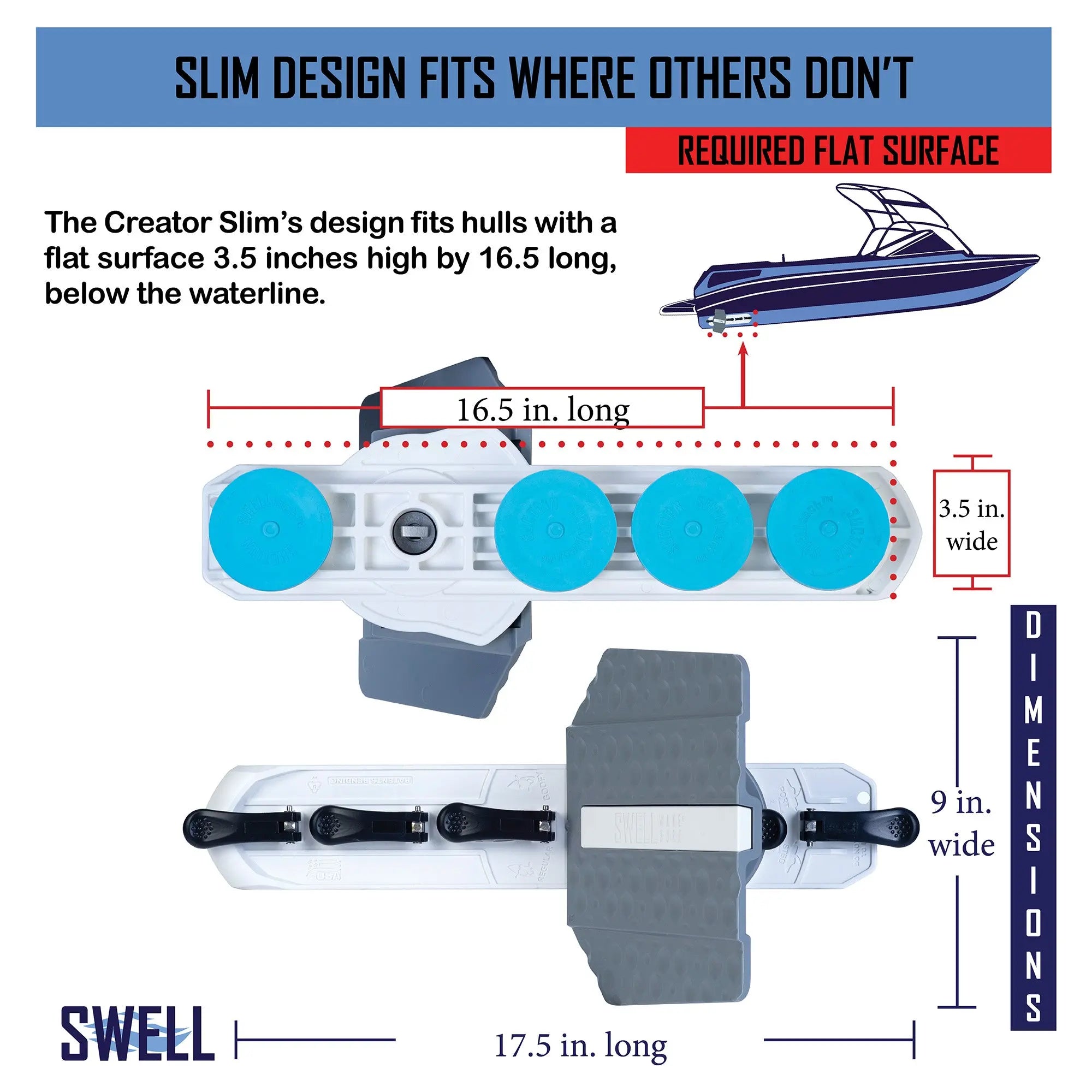 SWELL Wakesurf Creator Slim H3X - Floating Shaper With Patented Rotating Face and Drag/Turbulence Reducing Texture SWELL Wakesurf