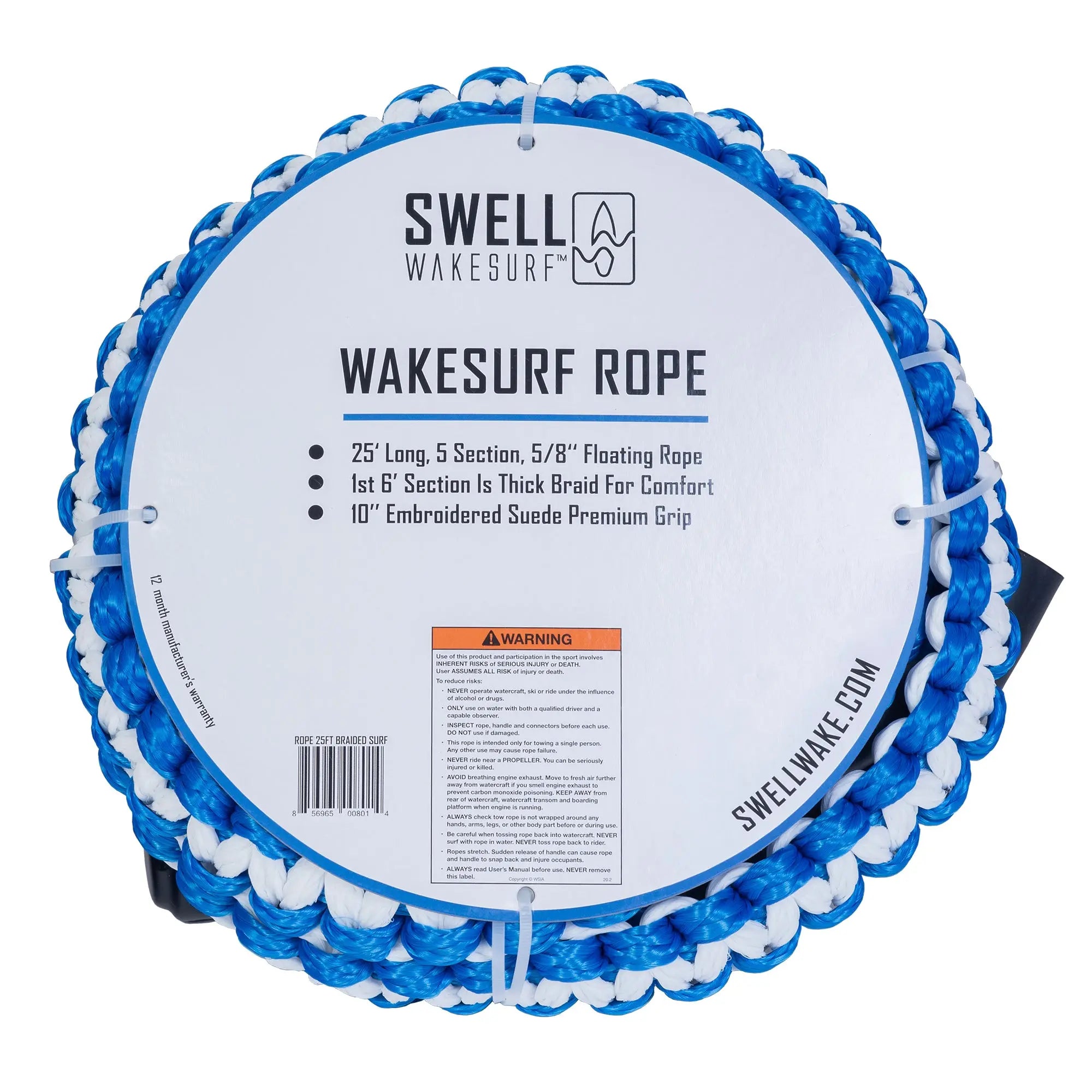 SWELL Wakesurf Premium Braided Wakesurf Rope - 25 ft Adjustable Length SWELL Wakesurf