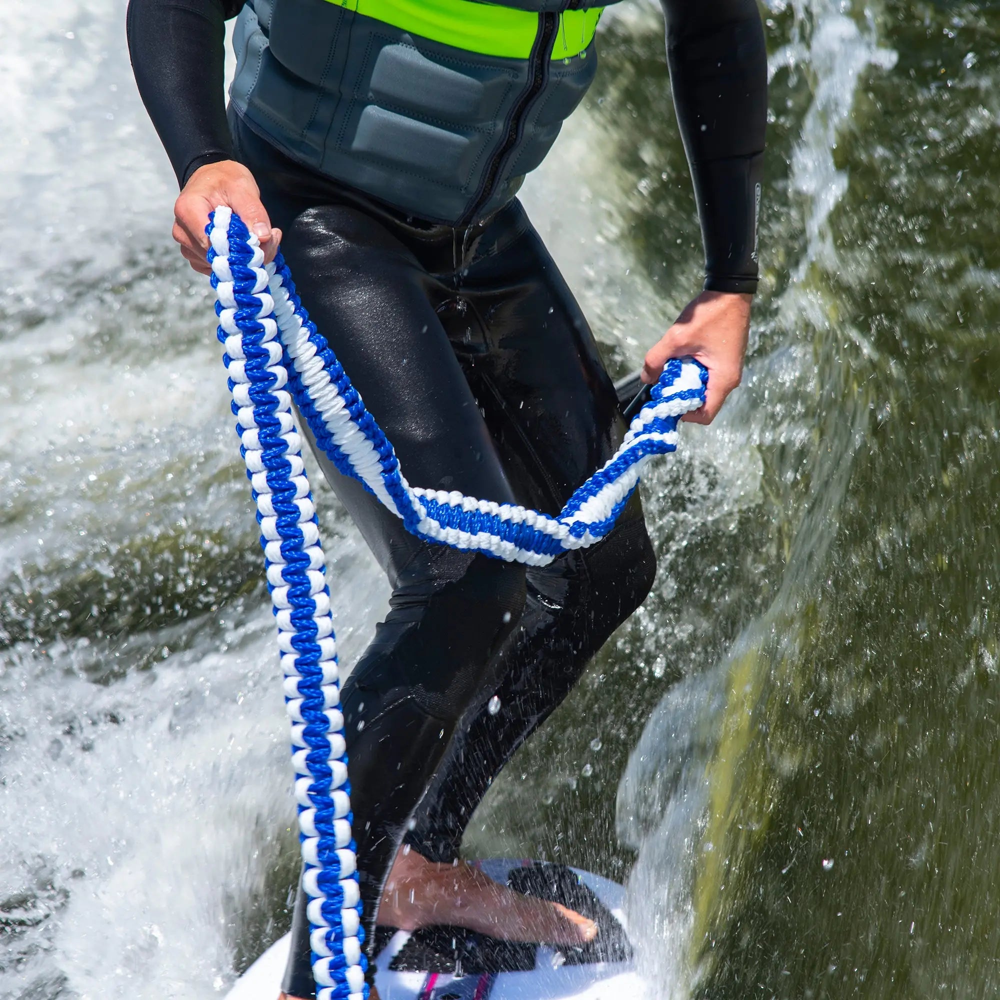 SWELL Wakesurf Premium Braided Wakesurf Rope - 25 ft Adjustable Length ...