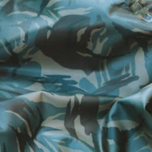 A close up of a Fatsac - Flyhigh Fatsac Fat Brick 155lbs Ballast Bag W702 in blue and black camouflage fabric.