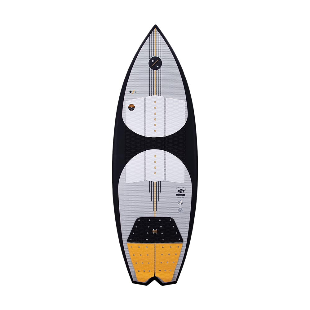 An image of a Hyperlite Automatic 2023 wakeboard with a surf vibe and yellow stripe.